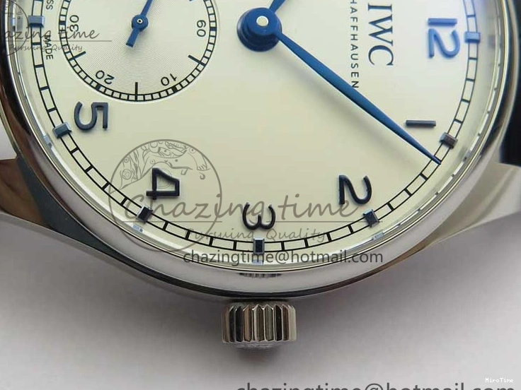 MIROTIME 0409 Packable Portuguese IW358304 ZF 1:1 Best Edition SS White Dial Blue Markers on Leather Strap A 7079